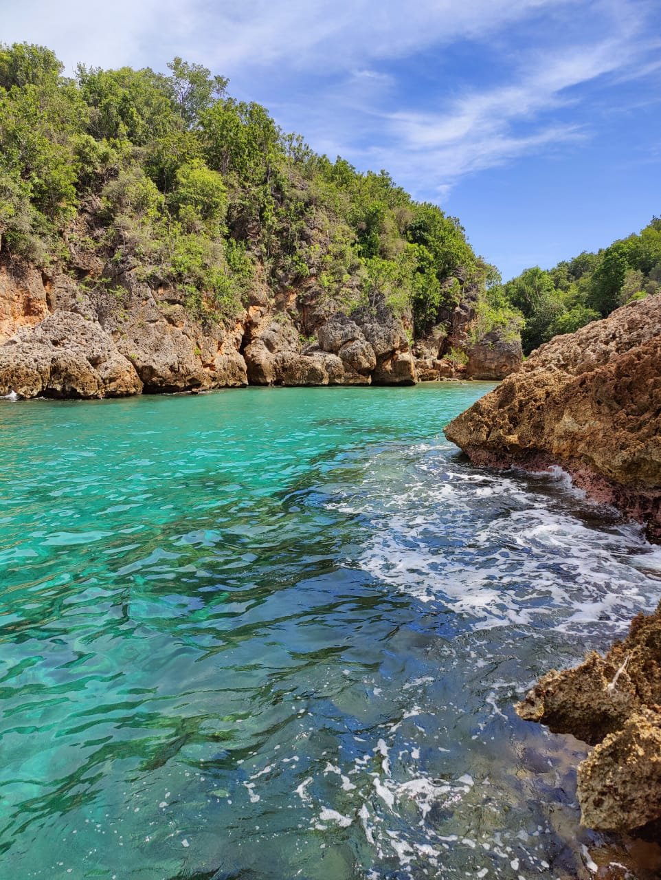 Turquoise water and limestone rocks