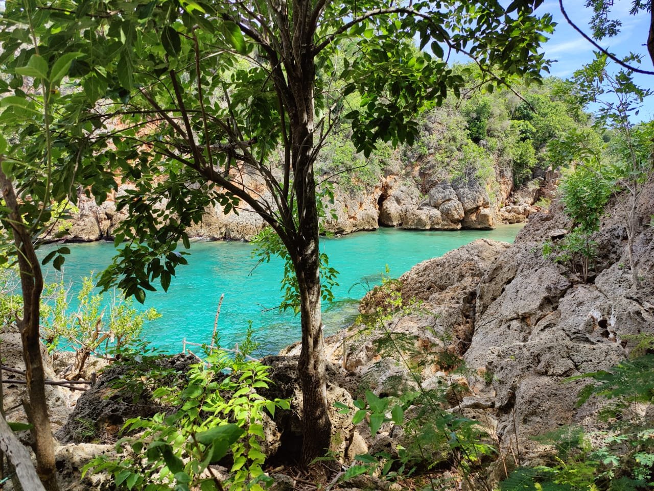 Hidden cove with turquoise water